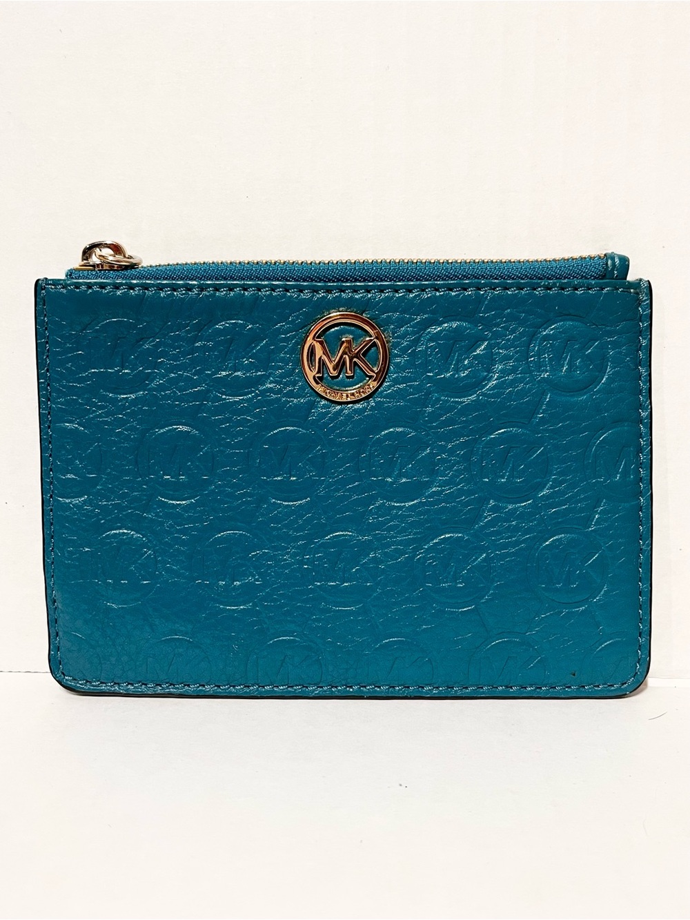 Michael Kors Teal Embossed Leather Pouch